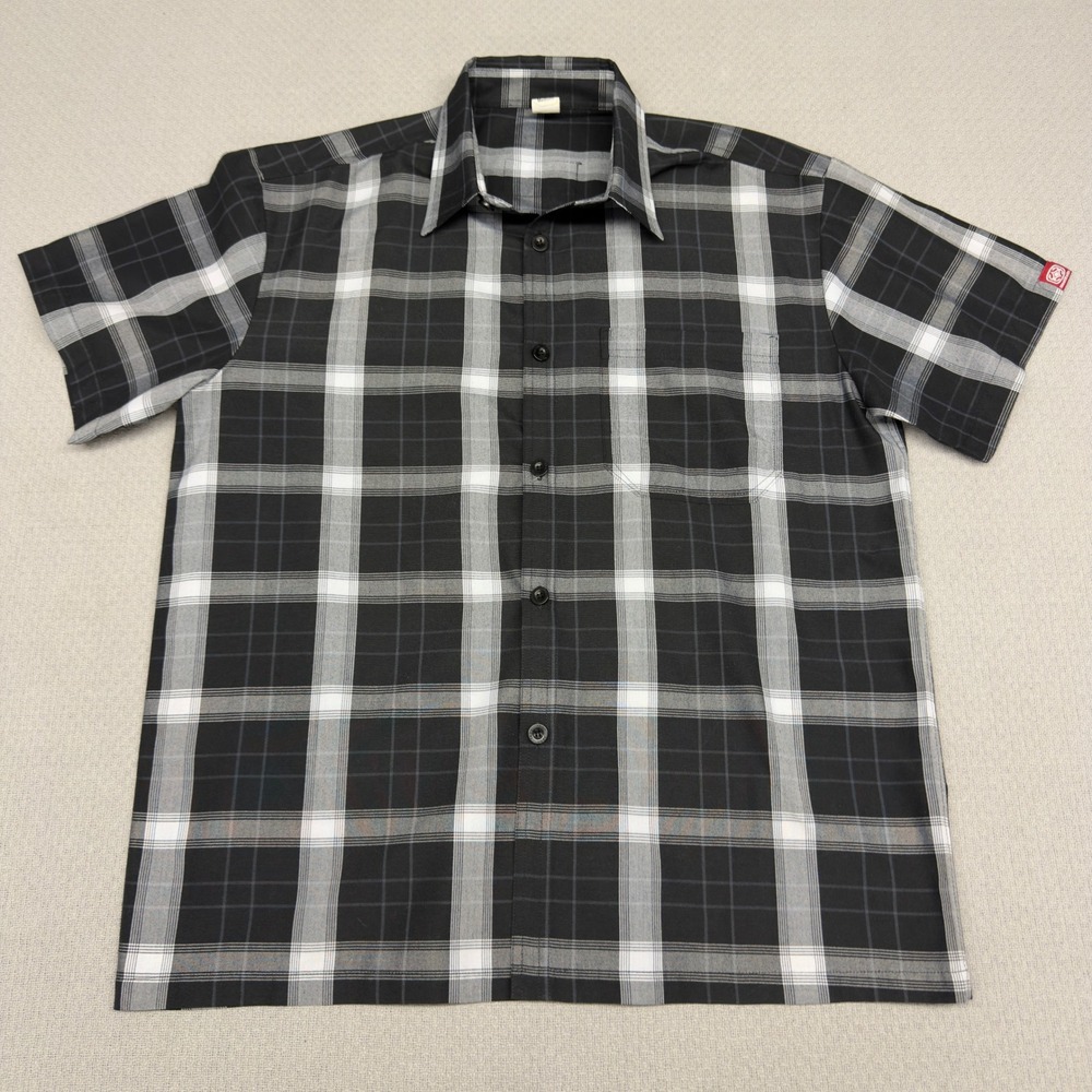 Maui Built Shirt Mens Medium Black Plaid Short Sleeve Button Down Outdoor Casual